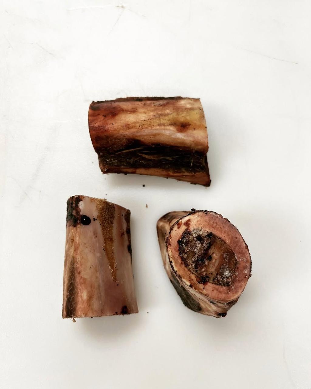 Hollow bison bone stuffed with marrow.